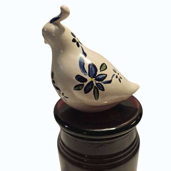 Vintage Artist Signed Dated Ceramic Pottery Bird Quail Floral - Picture 2 of 13